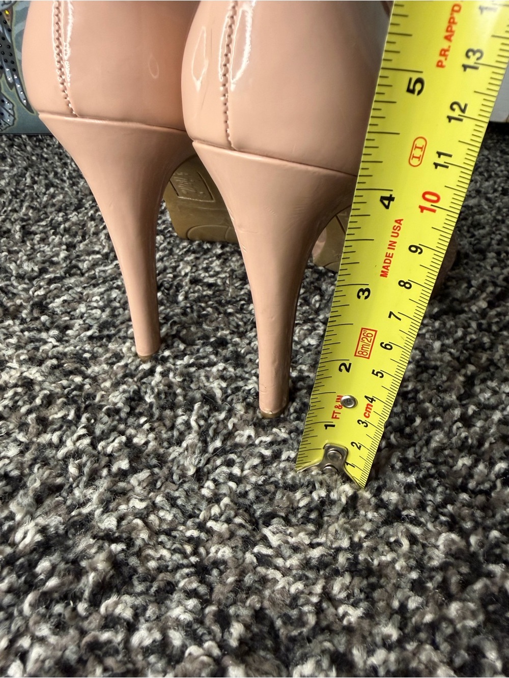 FIONI Clothing Peep-Toe Patent Pumps in Blush and Black Bow - Picture 6 of 9
